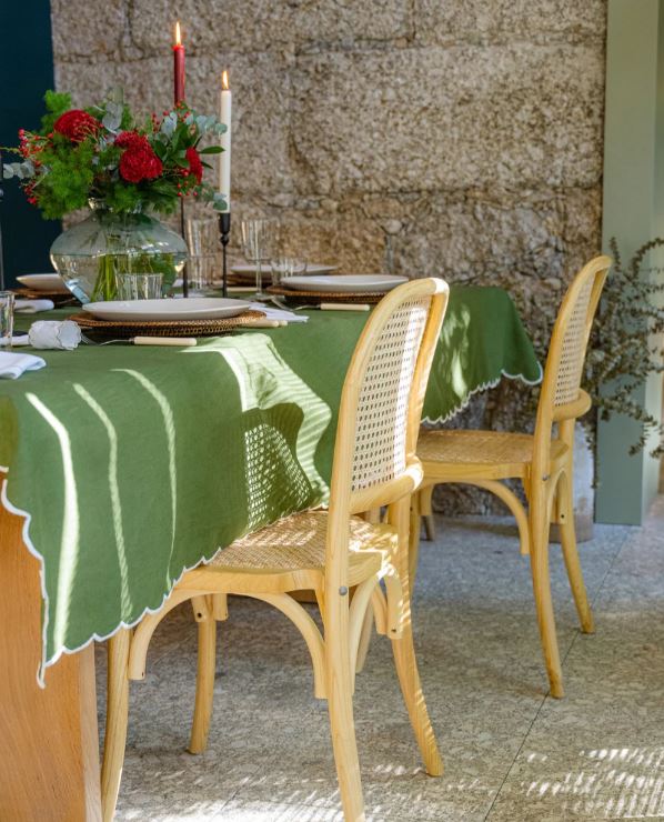 Mariaida Home Aurora Linen Yeşil Keten Masa Örtüsü 150 x 250 cm